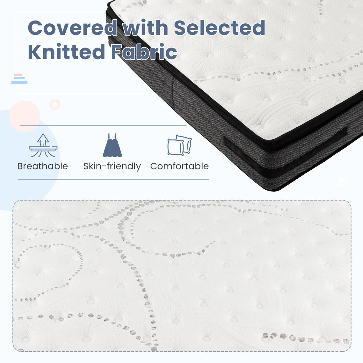 LIVSK Enhanced Hybrid Foam Matras - 32 cm Dik - 7 Zone Pocketveren - Ademend - Voor Zij-, Rug- en Buikslapers - Wit