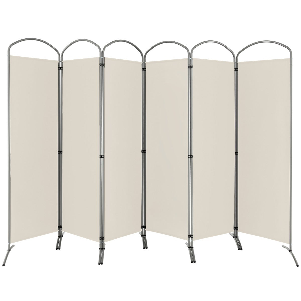 LIVSK Ruimteverdeler - Opvouwbaar met 6 Panelen - Flexibel Ontwerp - Duurzaam Metaal en Polyester - 331 x 188 cm - Beige