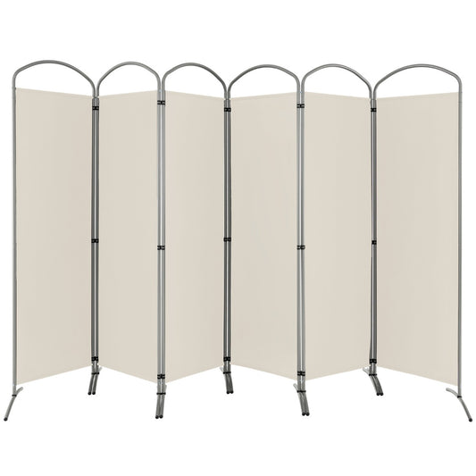 LIVSK Ruimteverdeler - Opvouwbaar met 6 Panelen - Flexibel Ontwerp - Duurzaam Metaal en Polyester - 331 x 188 cm - Beige