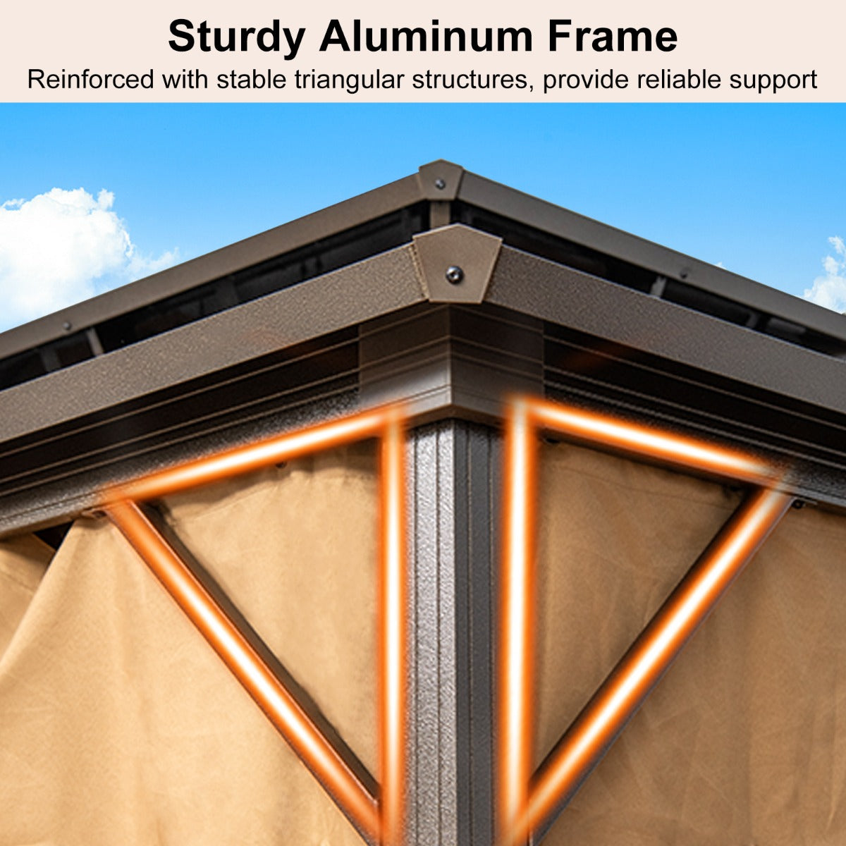LIVSK Tuinpaviljoen met Dubbelwandig Dak - Robuust Aluminium Frame - Ventilatie - Voor Buitengebruik - 354 x 294 x 284 cm -