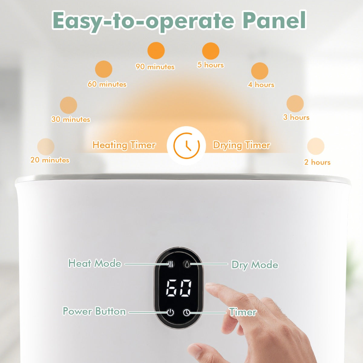 Livsk costway 35l grote handdoekwarmer met timer elektrische handdoekdroger plafondwarmer wit 6