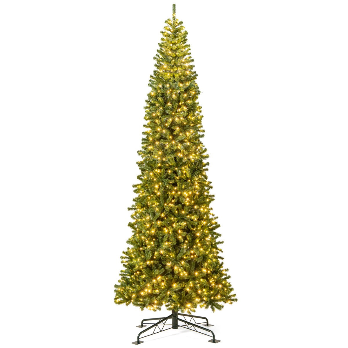 Livsk costway 360 cm verlichte kunstkerstboom met 2536 pvc takpunten groen