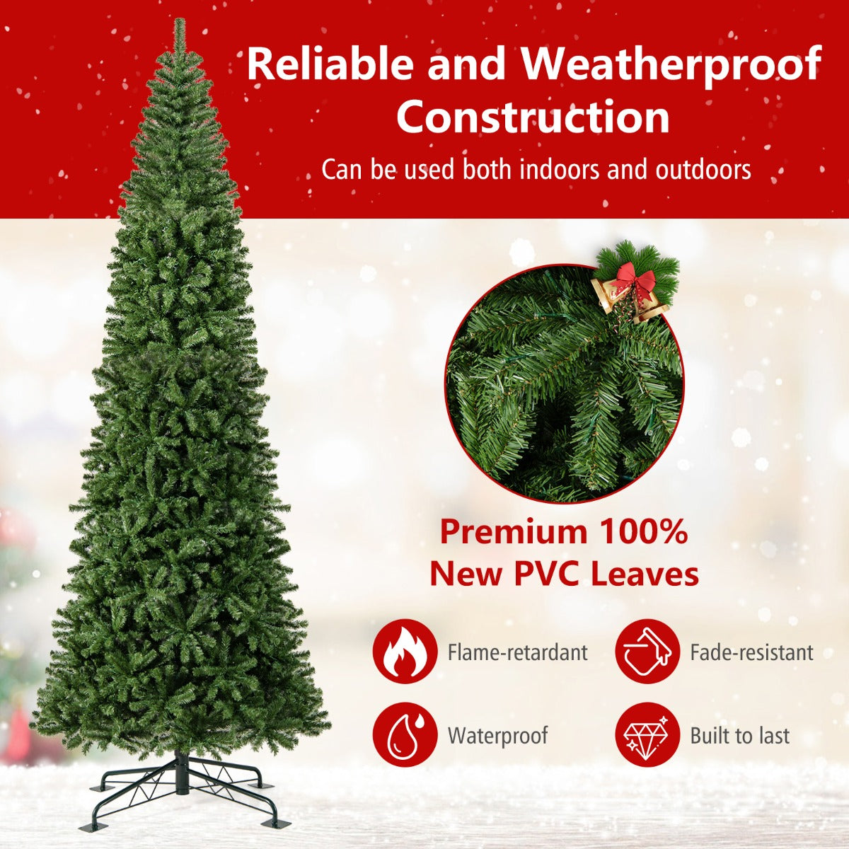 Livsk costway 360 cm verlichte kunstkerstboom met 2536 pvc takpunten groen 5
