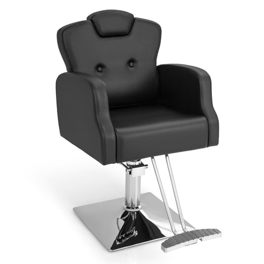 LIVSK 360° Draaibare Kappersstoel - Verstelbare Hoogte 54,5-69,5 cm - Ergonomisch Ontwerp - Duurzaam PVC-leer - Zwart