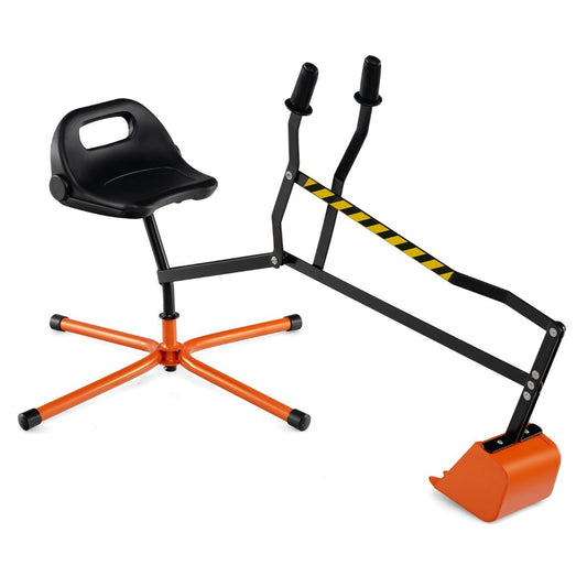 LIVSK Zitbagger - 360° Draaibaar - Realistische Schepbewerking - Sterke Metalen Constructie - Voor Kinderen - Oranje