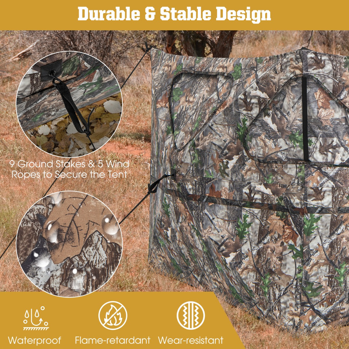 LIVSK Draagbare Jachthut 360° Transparant - Camouflage - 3 Ramen - Waterdicht en Stevig - Inclusief Draagtas - Groen