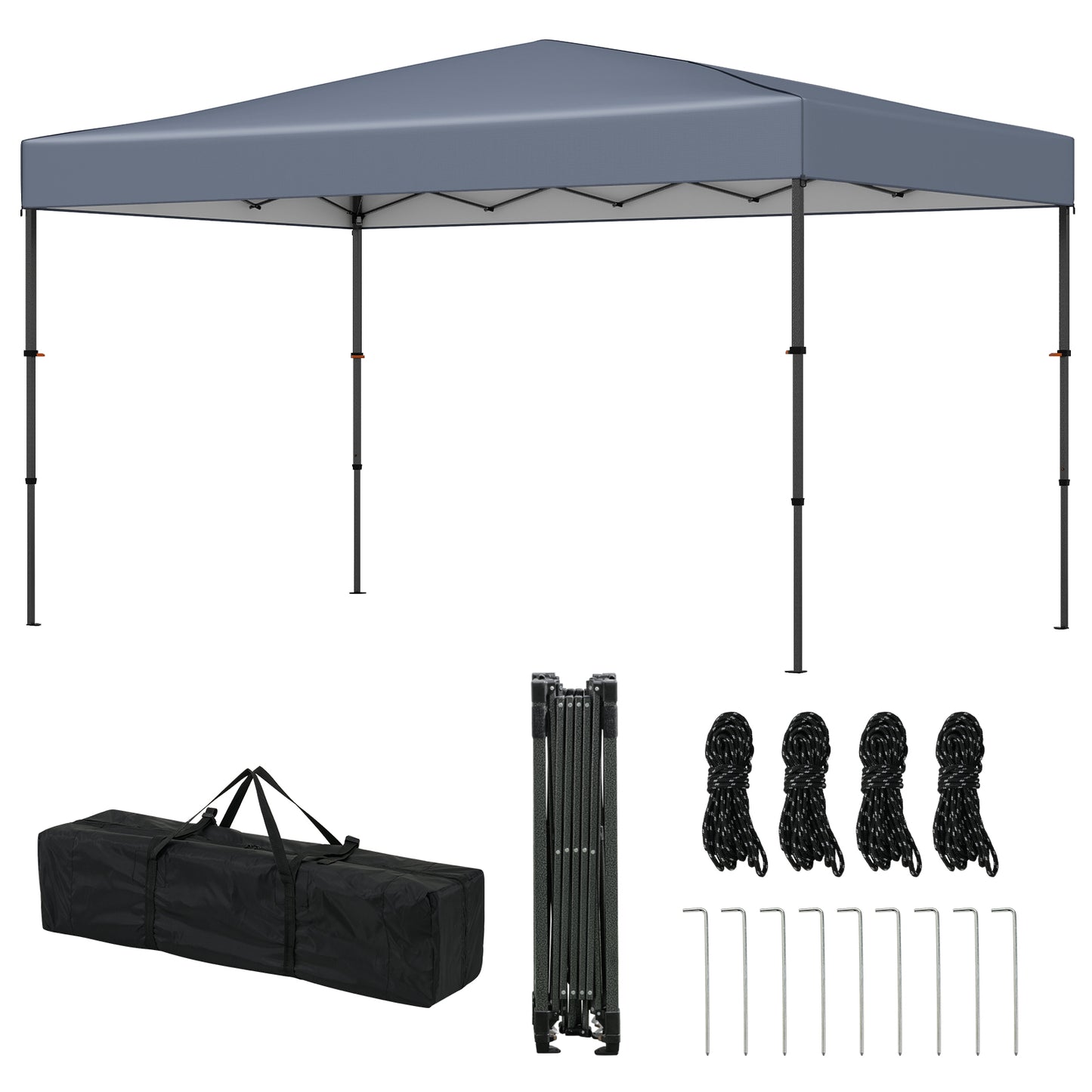 LIVSK Pop-up Paviljoen - Draagbaar met Zilvergecoat Dakzeil - Eenvoudig Opzetten - 365 x 225 x 270 cm - Grijs