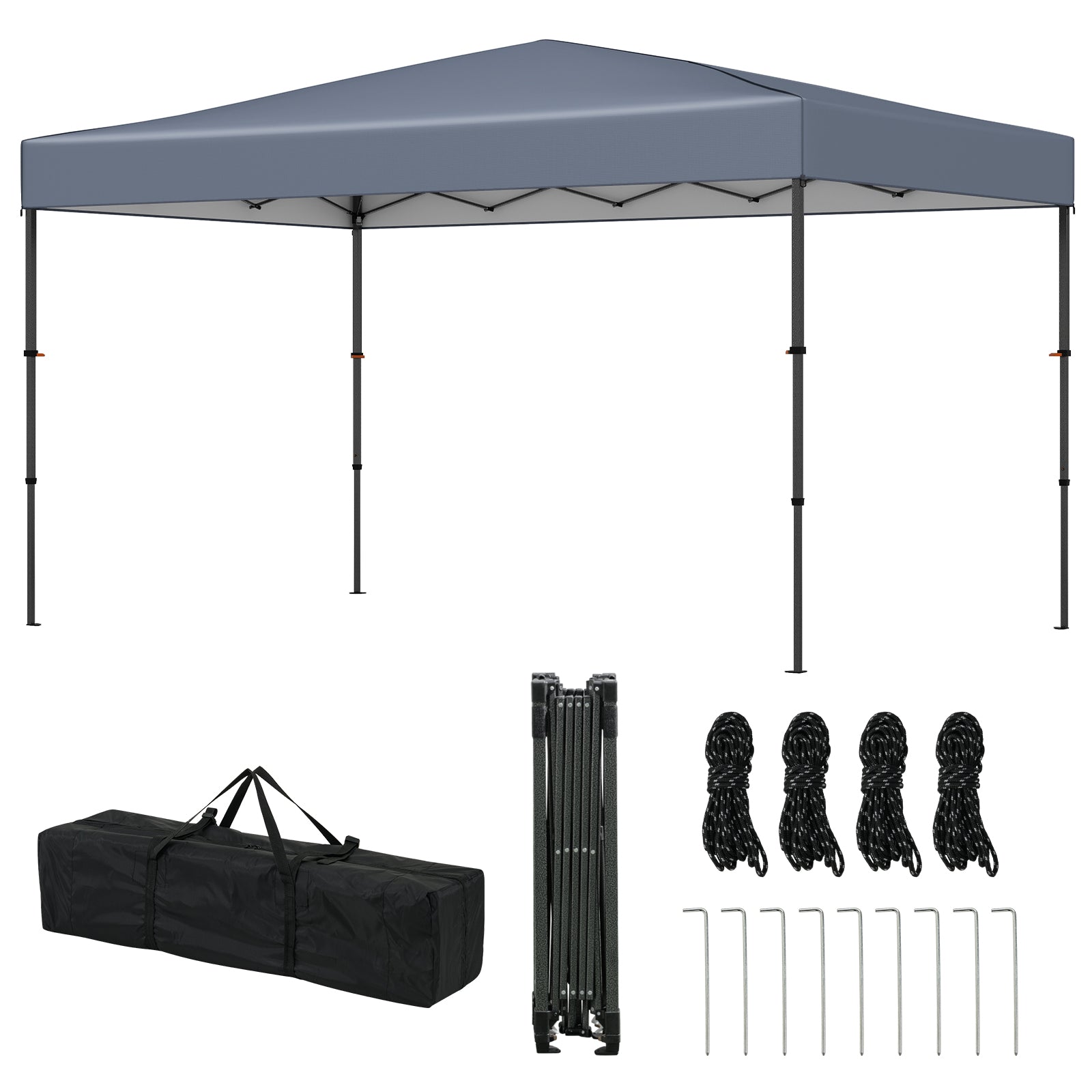 LIVSK Pop-up Paviljoen - Draagbaar met Zilvergecoat Dakzeil - Eenvoudig Opzetten - 365 x 225 x 270 cm - Grijs