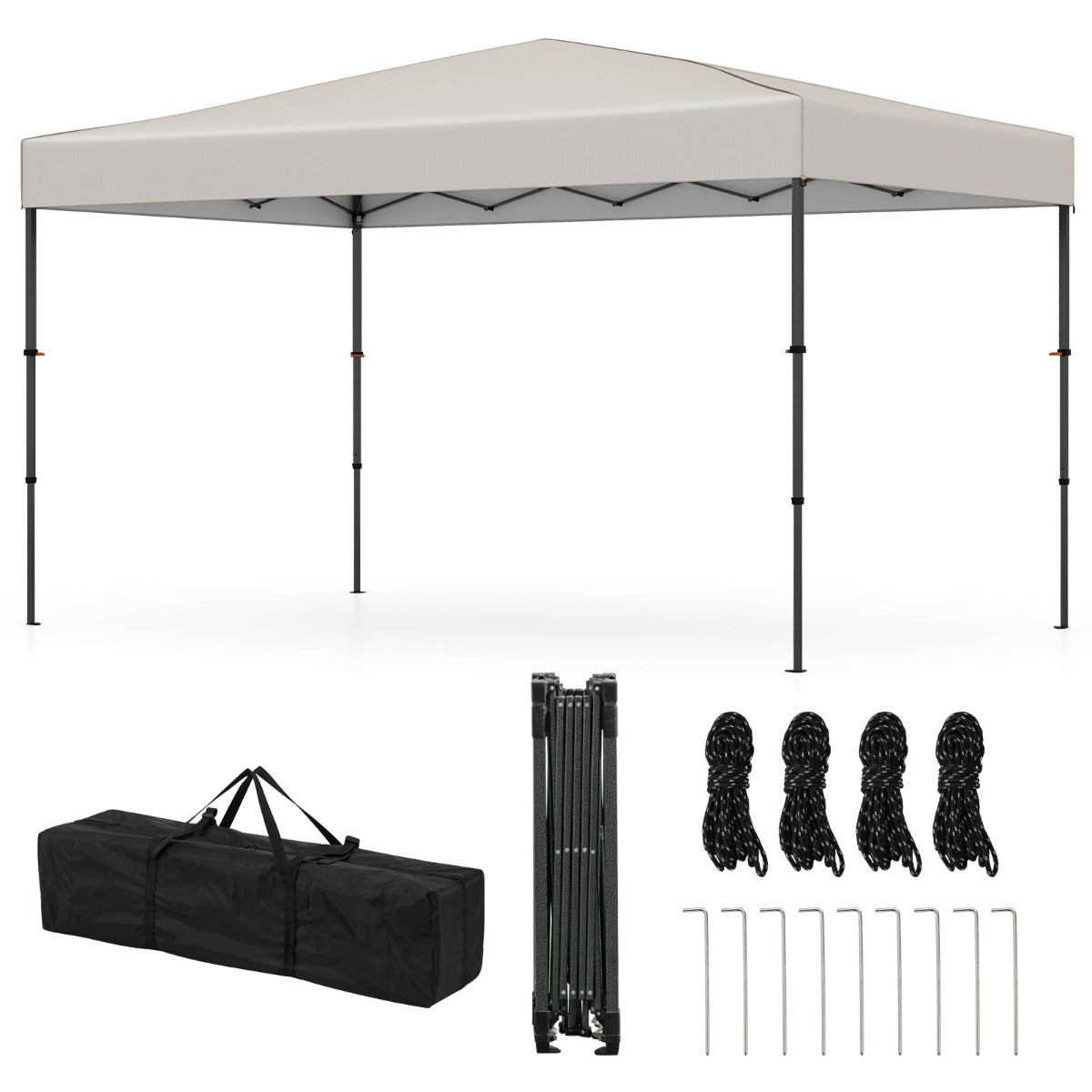 LIVSK Pop-up Paviljoen - Grote Schaduwdekking 365 x 225 cm - Eenvoudige Opbouw zonder Gereedschap - Inclusief Draagtas - Beige