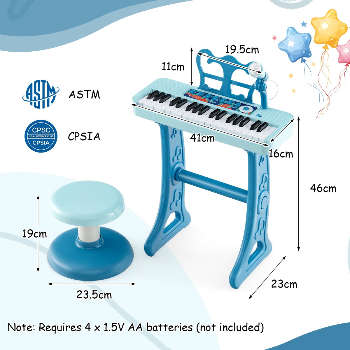 LIVSK 37-toetsen pianoklavierset - Verstelbare microfoon - 22 demo's - 4 instrumenten - Afneembaar ontwerp - Geschikt vanaf 3