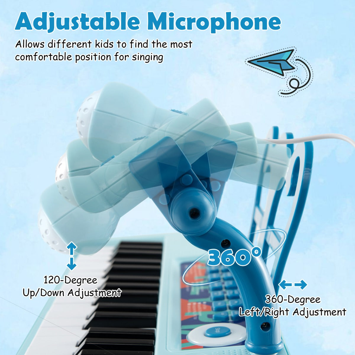 LIVSK 37-toetsen pianoklavierset - Verstelbare microfoon - 22 demo's - 4 instrumenten - Afneembaar ontwerp - Geschikt vanaf 3