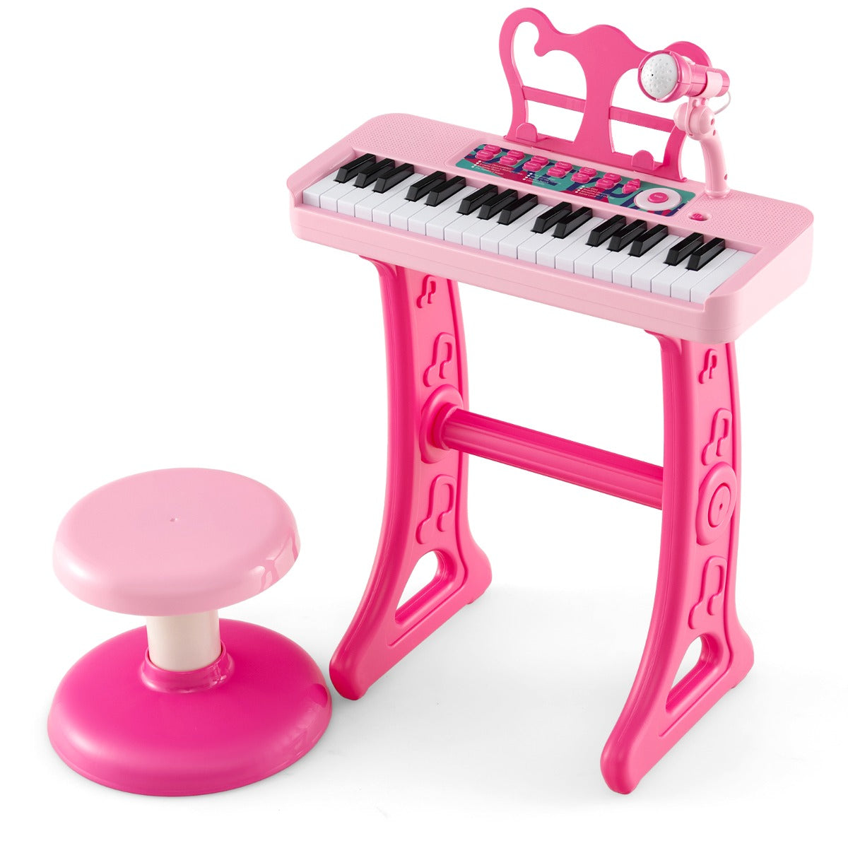 LIVSK 37-toetsen Kinderpiano - Verstelbare Microfoon - 22 Demo's - 4 Instrumenten - 2-in-1 Ontwerp - Blauw/Zwart/Roze