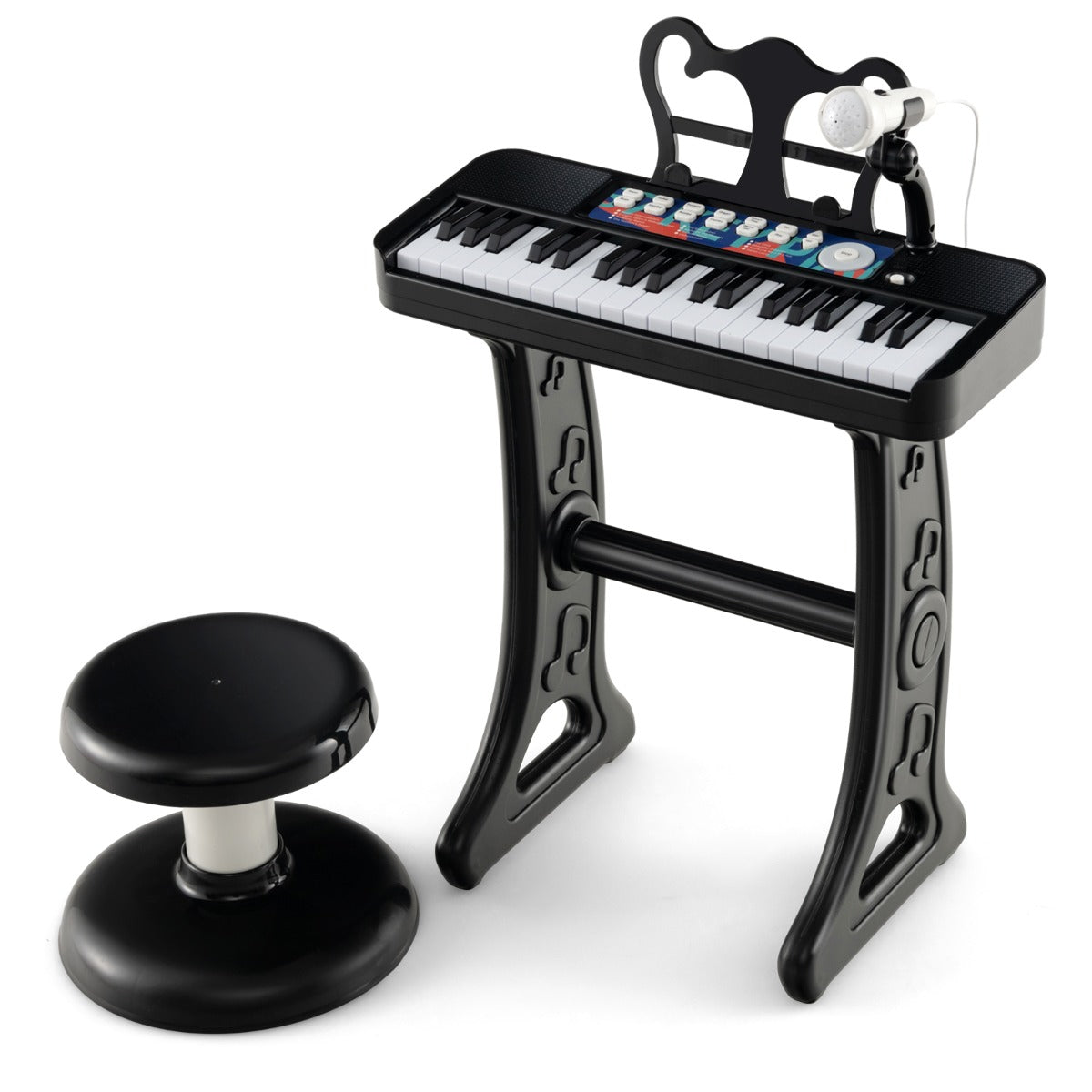 LIVSK 37-toetsen pianoklavierset - Verstelbare microfoon - 22 demo's - 4 instrumenten - 2-in-1 ontwerp - Blauw/Zwart/Roze