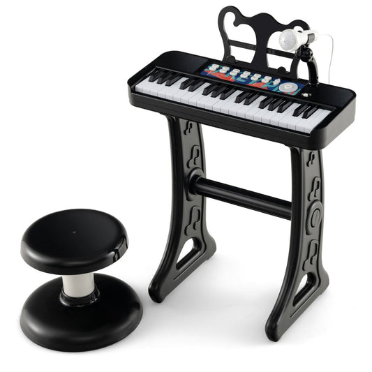 LIVSK 37-toetsen pianoklavierset - Verstelbare microfoon - 22 demo's - 4 instrumenten - 2-in-1 ontwerp - Blauw/Zwart/Roze