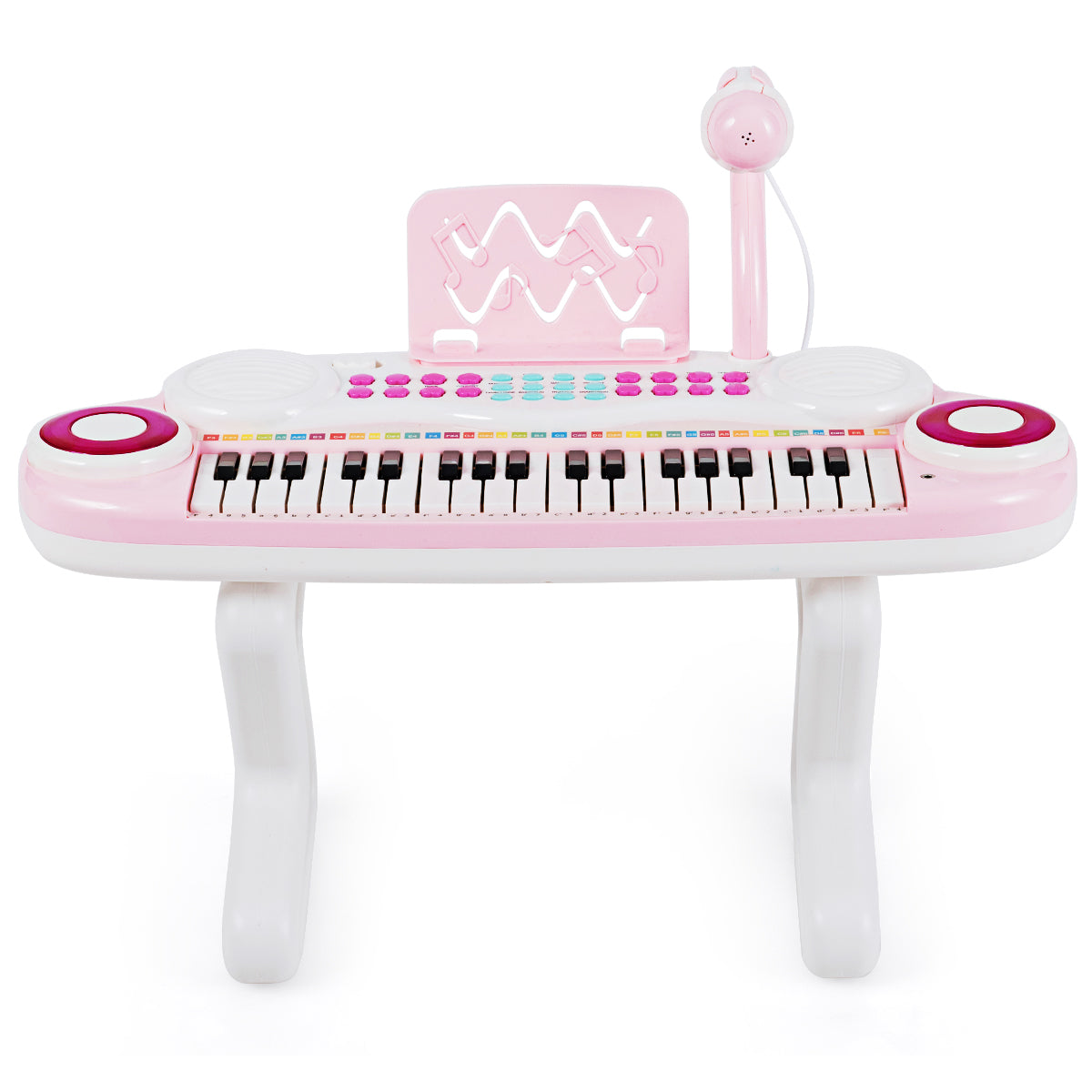 LIVSK Kinderpiano - 27 Toetsen - 8 Ritmes en Instrumenten - Inclusief Microfoon - Verbinding met Telefoon - Roze