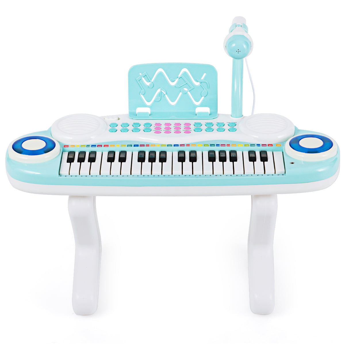 LIVSK Speelgoedpiano met 37 Toetsen - 8 Ritmes & Instrumenten - Opnamefunctie - Microfoon - Veilig ABS - 48 x 20 x 38 cm - Blauw