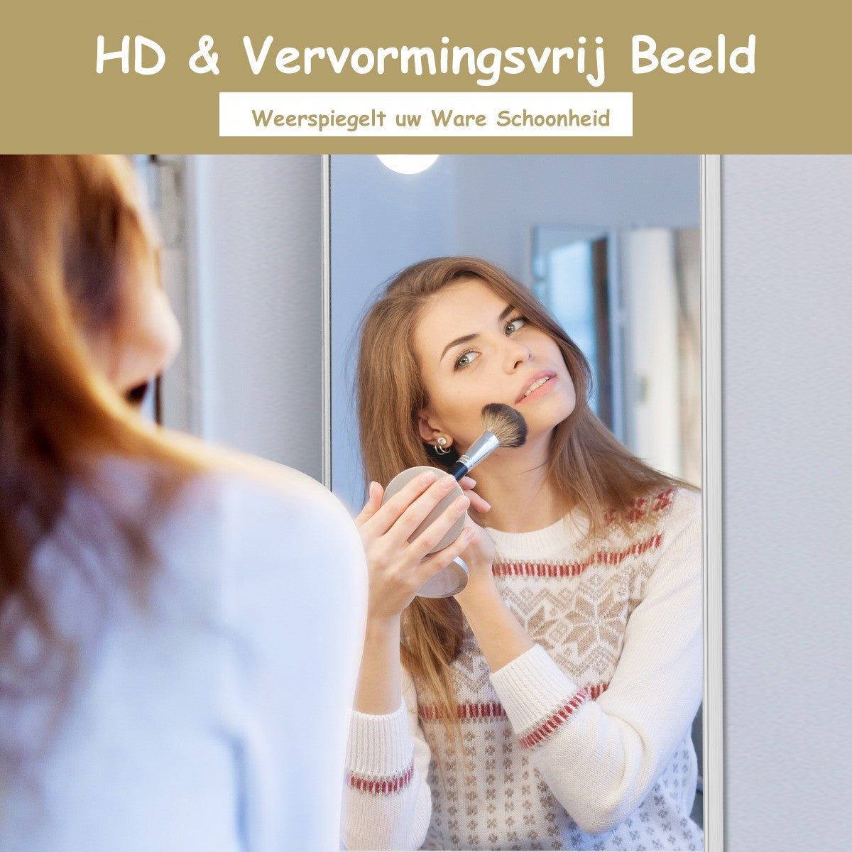 LIVSK Verstelbare Wandspiegel - Volledige Lengte met Twee Ophangmogelijkheden - Aluminium Frame - HD Antikras - Zilver