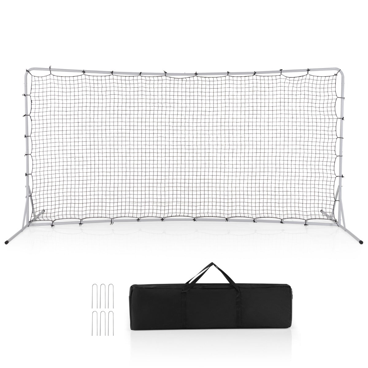 LIVSK Weerbestendig Voetbalnet - Rebound PP-net met Grondspikes - 372,5 x 182,5 cm - Voor Kinderen - Wit