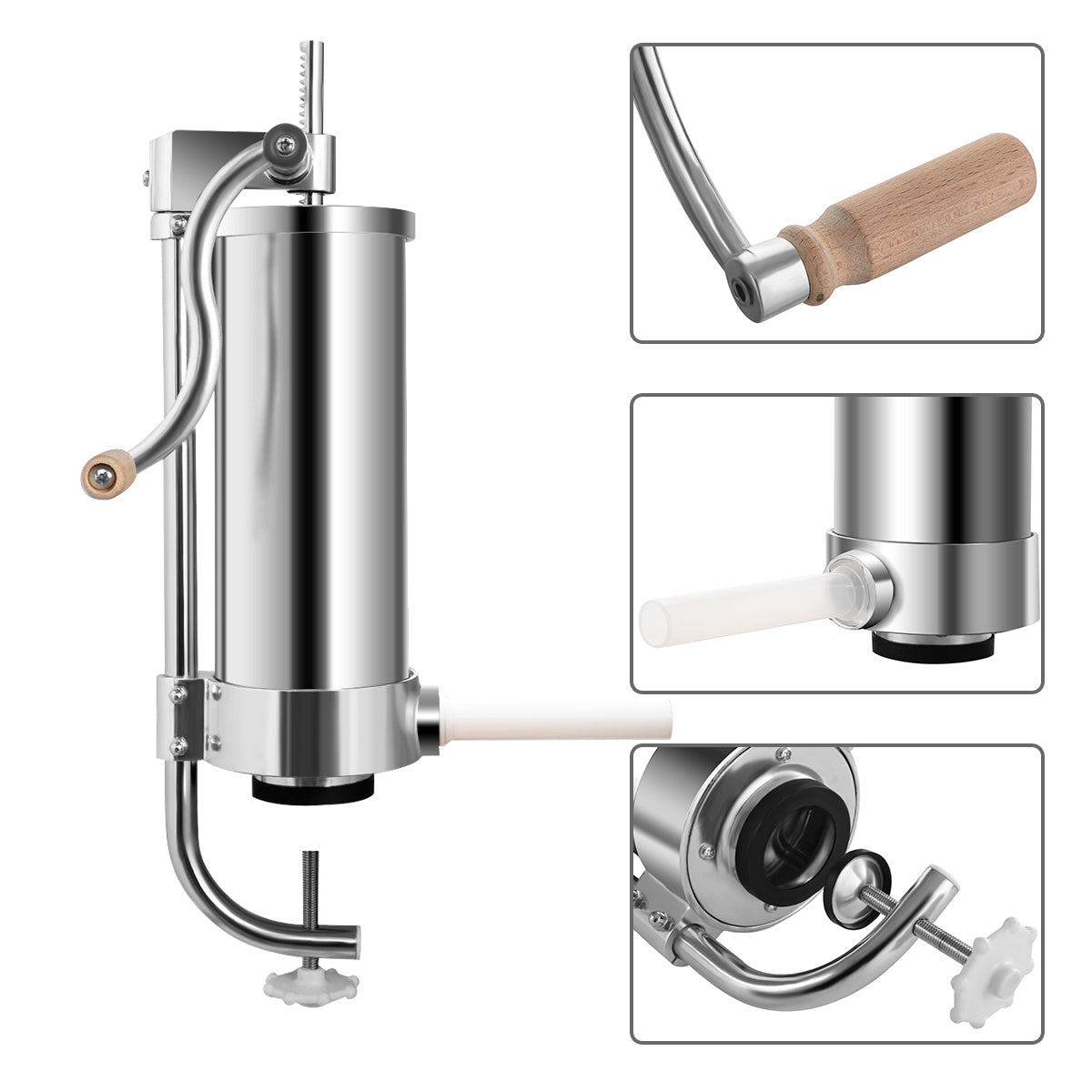 LIVSK Verticale Worstenvuller - Roestvrij Staal - 3 kg Capaciteit - 4 Vulbuizen - Eenvoudig te Reinigen - Zwart