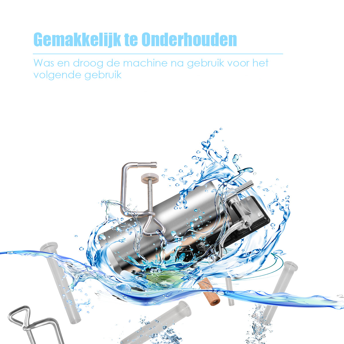 LIVSK Worstenvuller - 3 kg Capaciteit - Hoogwaardige Aluminiumlegering - 4 Vultrechters - Geruisloos - Roestvrij staal