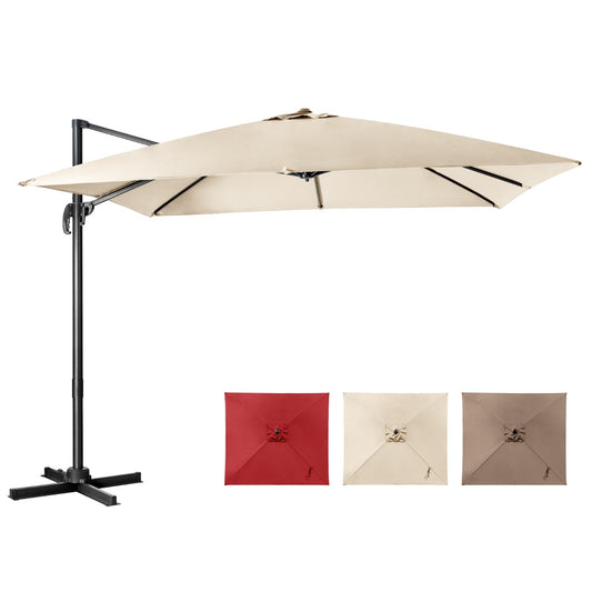 LIVSK Rechthoekige Terrasparasol - 300 x 300 cm - 360° Rotatie - 3 Kantelstanden - UV-bestendig - Stevig Stalen Frame - Beige