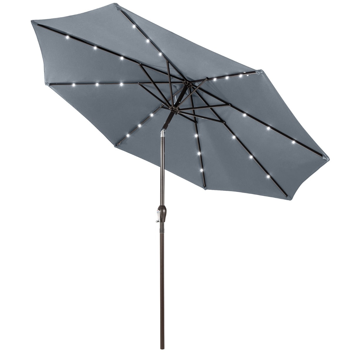 LIVSK 3M Zonnescherm Parasol met Verlichting - UV-Bescherming - Kantelbaar - Eenvoudig te Gebruiken - Inclusief Zonnepaneel -