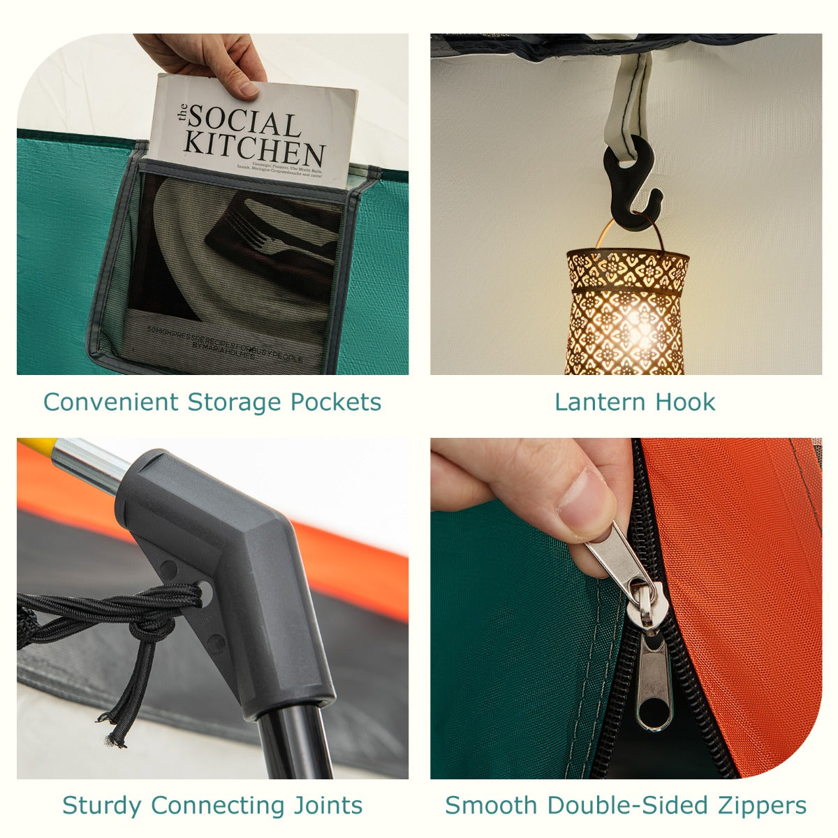 Livsk costway 4 6 8 10 persoons kampeertent met luifel grote familietent met 2 slaapgedeeltes 2 deuren 2 gaasramen afneembaar buitendoek l 5