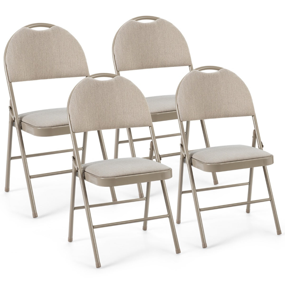 LIVSK Klapstoelenset - Ergonomisch Ontwerp - Gevoerde Zitting - Metalen Frame - Draagvermogen 120 kg - Beige