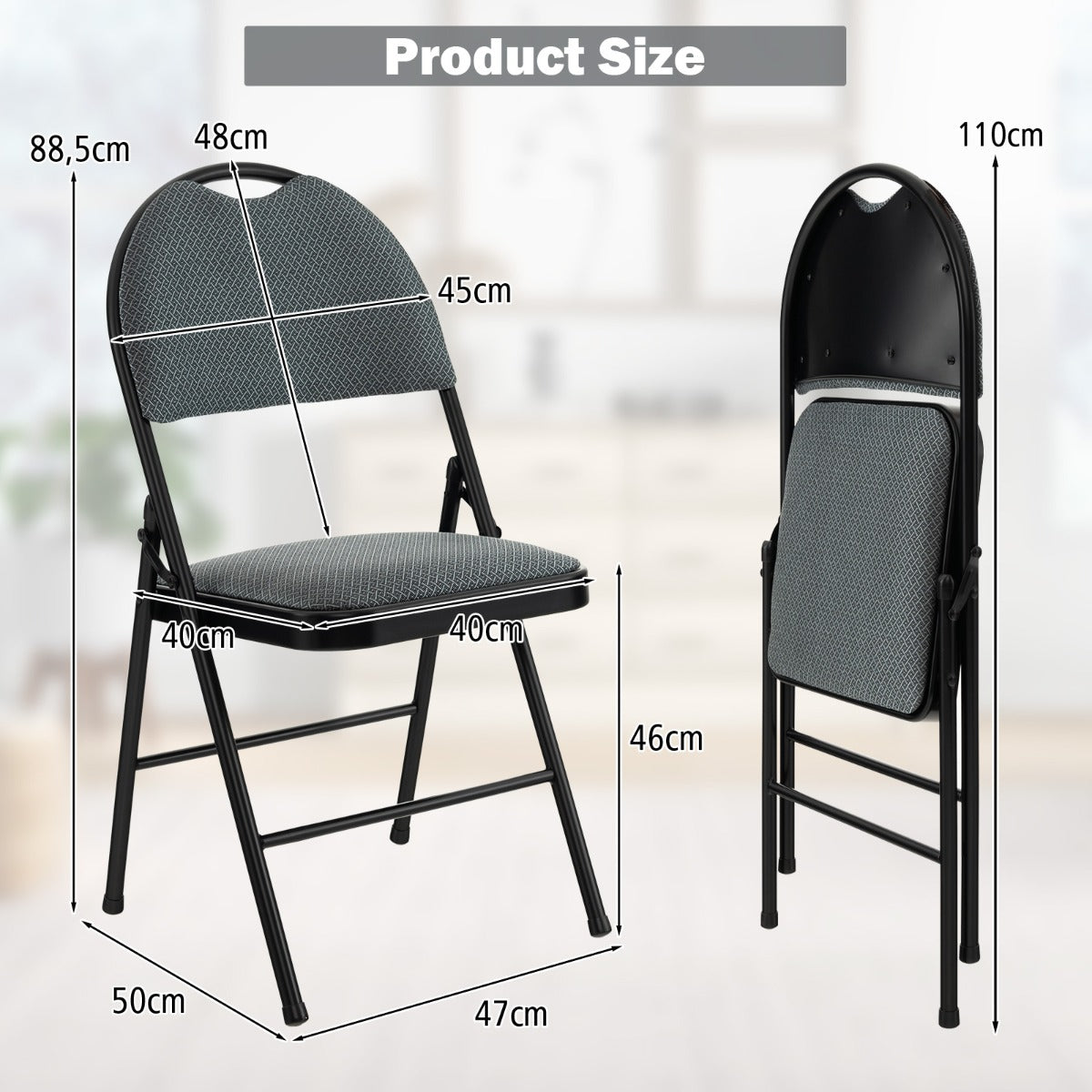 LIVSK Klapstoelenset - Ergonomische Rugleuning - Inklapbaar - Maximaal 120 kg - Voor School en Tuin - Grijs