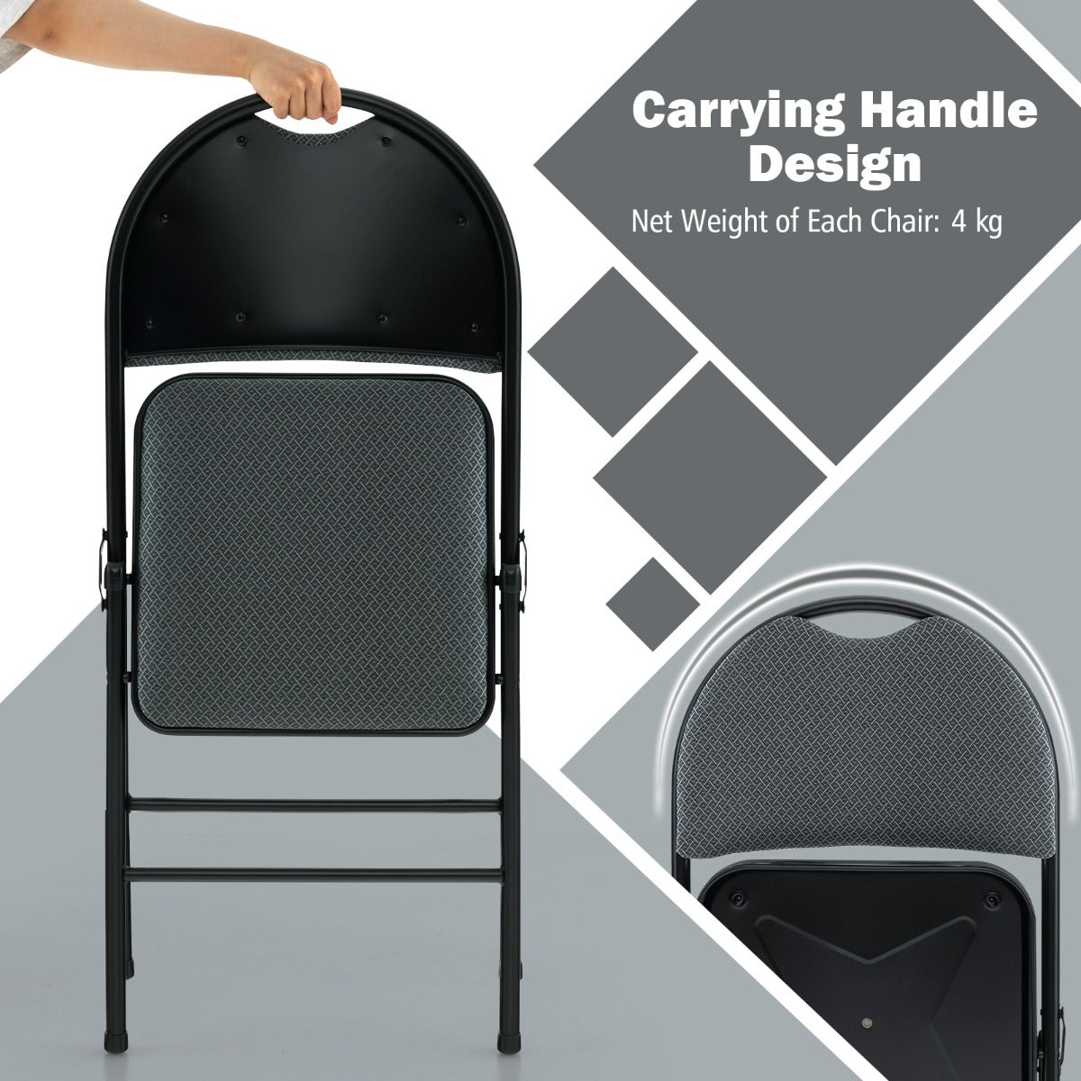 LIVSK Klapstoelenset - Ergonomische Rugleuning - Inklapbaar - Maximaal 120 kg - Voor School en Tuin - Grijs