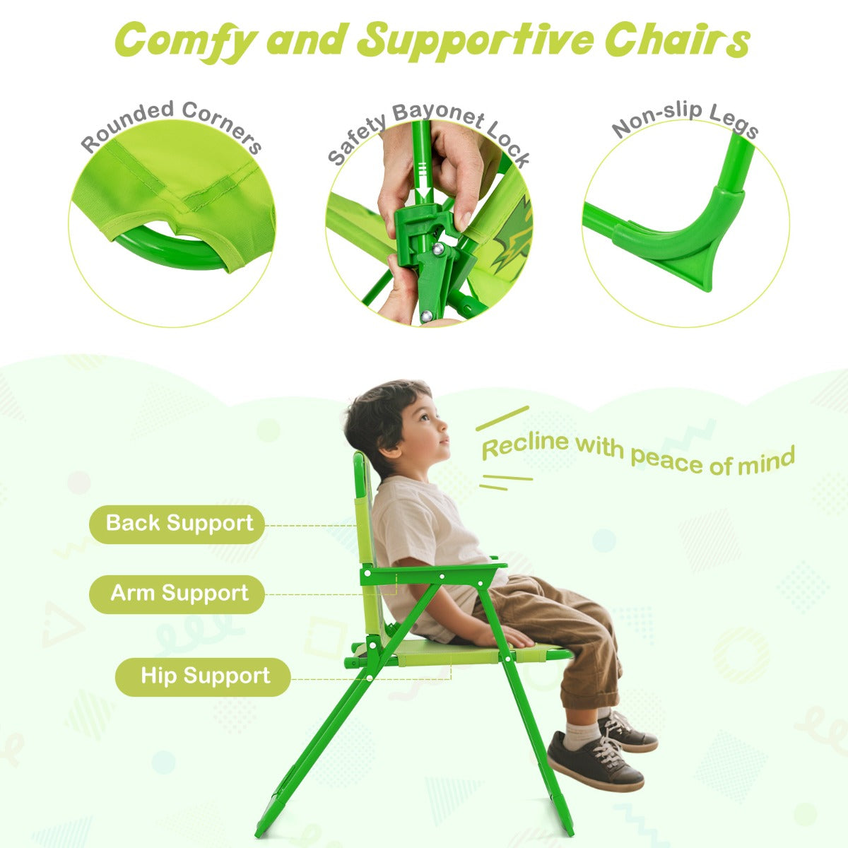 LIVSK Kinderpicknickset - Opvouwbaar met Verstelbare Parasol - Inclusief Tafel en 2 Stoelen - Voor Kinderen 3-6 jaar -
