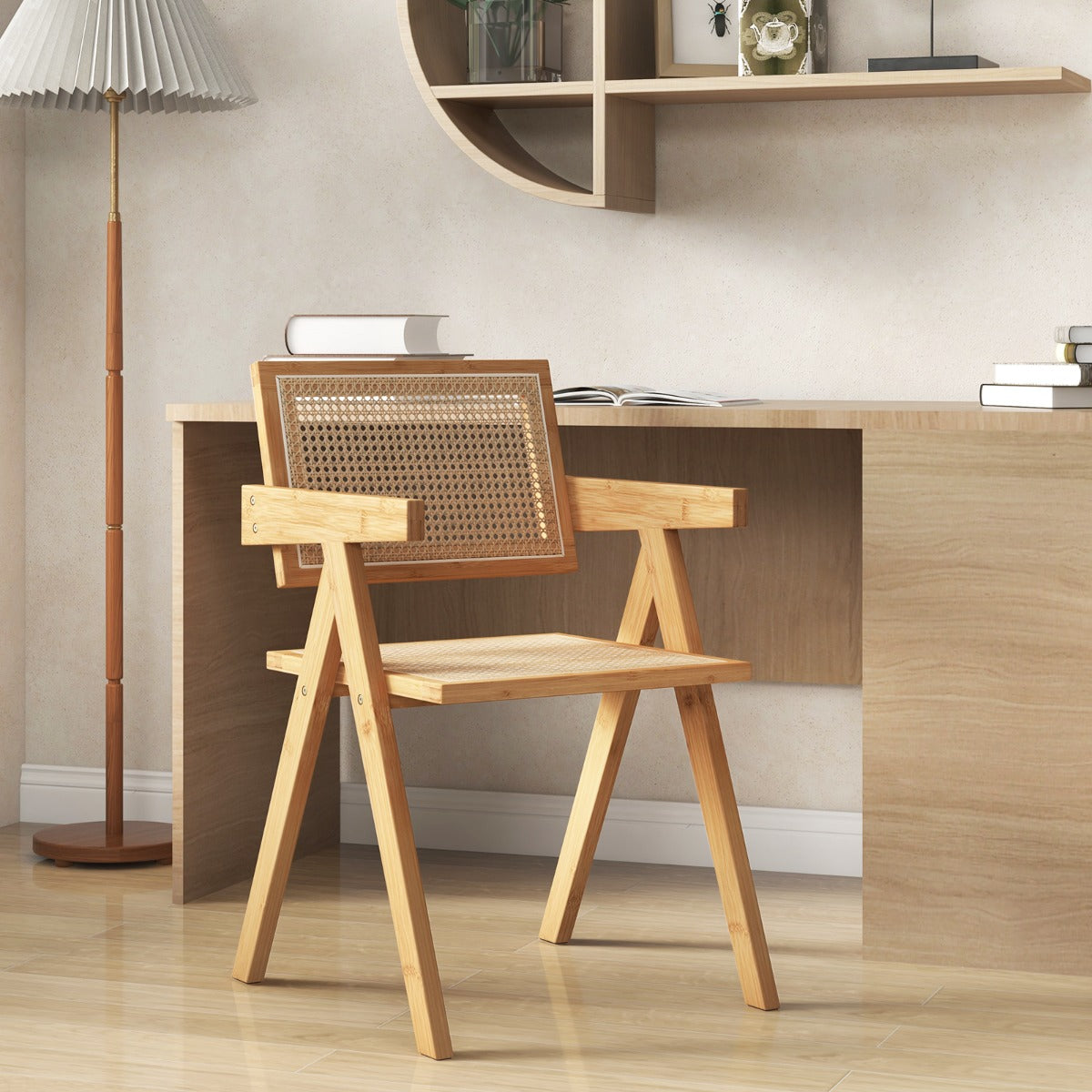 LIVSK Rattan Accentstoelen - Set van 4 - Ergonomisch en Duurzaam - Middeleeuwse Uitstraling - Natuur