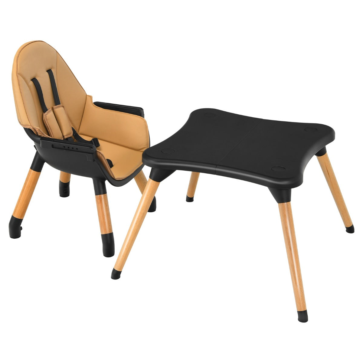 LIVSK 4-in-1 Baby Kinderstoel - Verstelbaar - 5-punts Veiligheidsgordel - Milieuvriendelijk - 62 x 62 x 100 cm - Bruin + Zwart