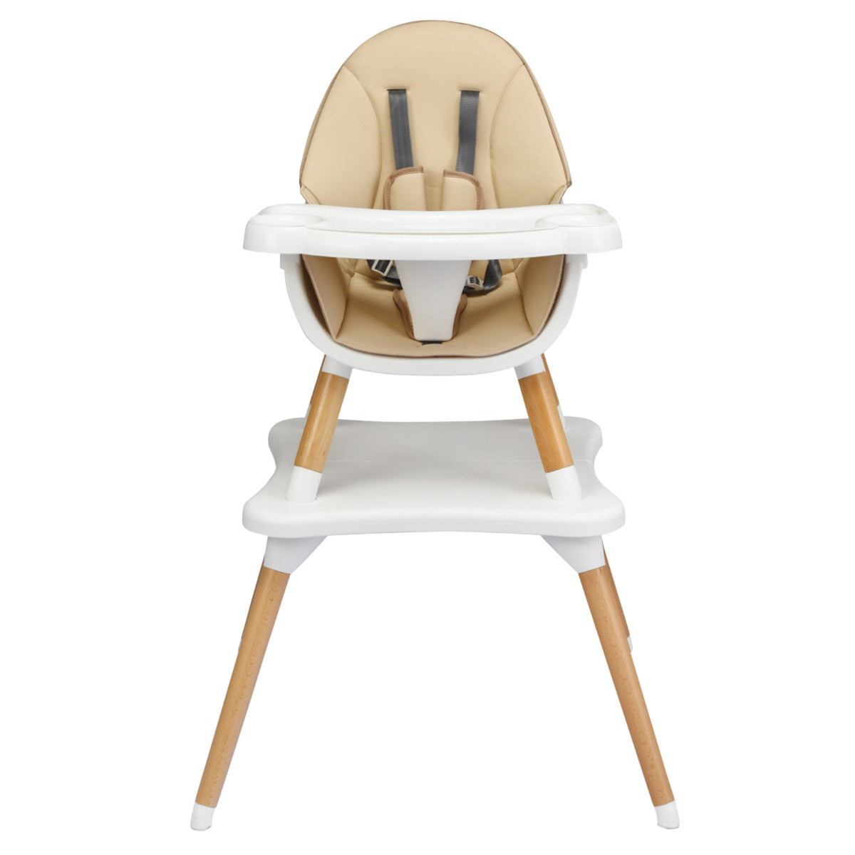 LIVSK 4-in-1 Baby Kinderstoel - Verstelbaar Dienblad - Veiligheidsgordel - Milieuvriendelijk - Voor 6 maanden - Kaki + Wit