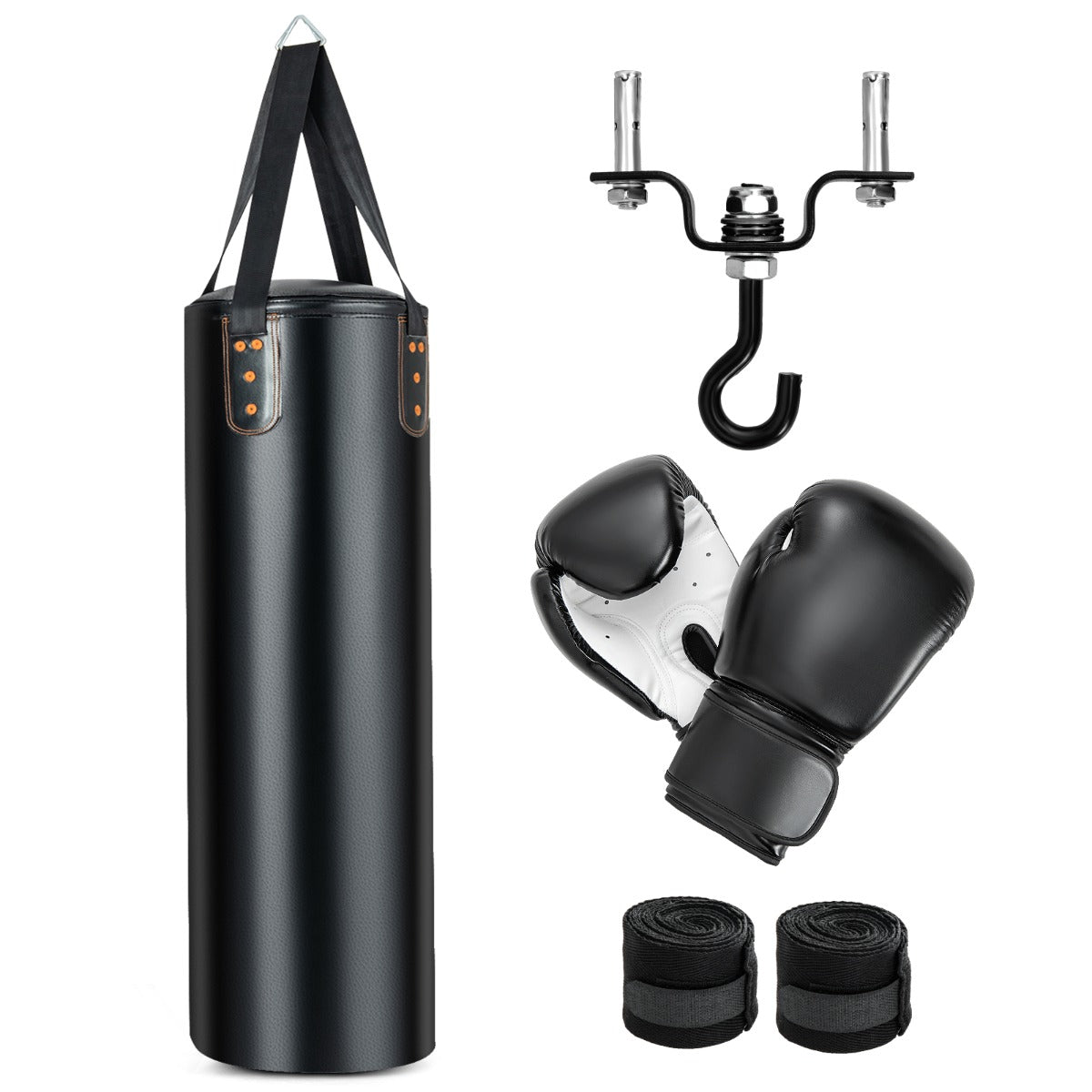 LIVSK Bokszakset met 12oz Bokshandschoenen - Inclusief Handbandages en Haak - Flexibel en Duurzaam - Zwart