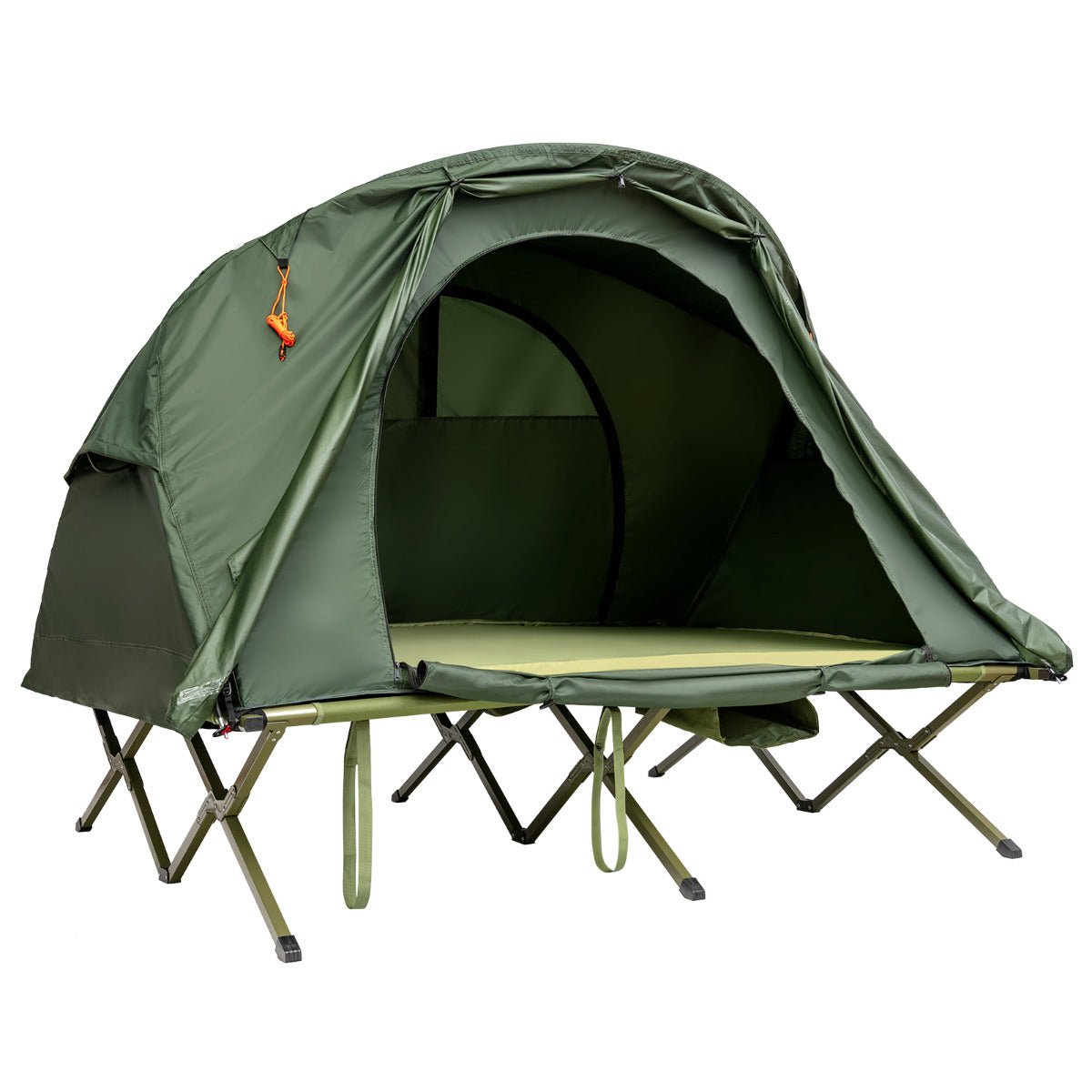 LIVSK Kampeertent met Verhoogd Bed - Zelfopblazend Matras - Dubbellaags - Waterdicht - Voor 2 Personen - Groen