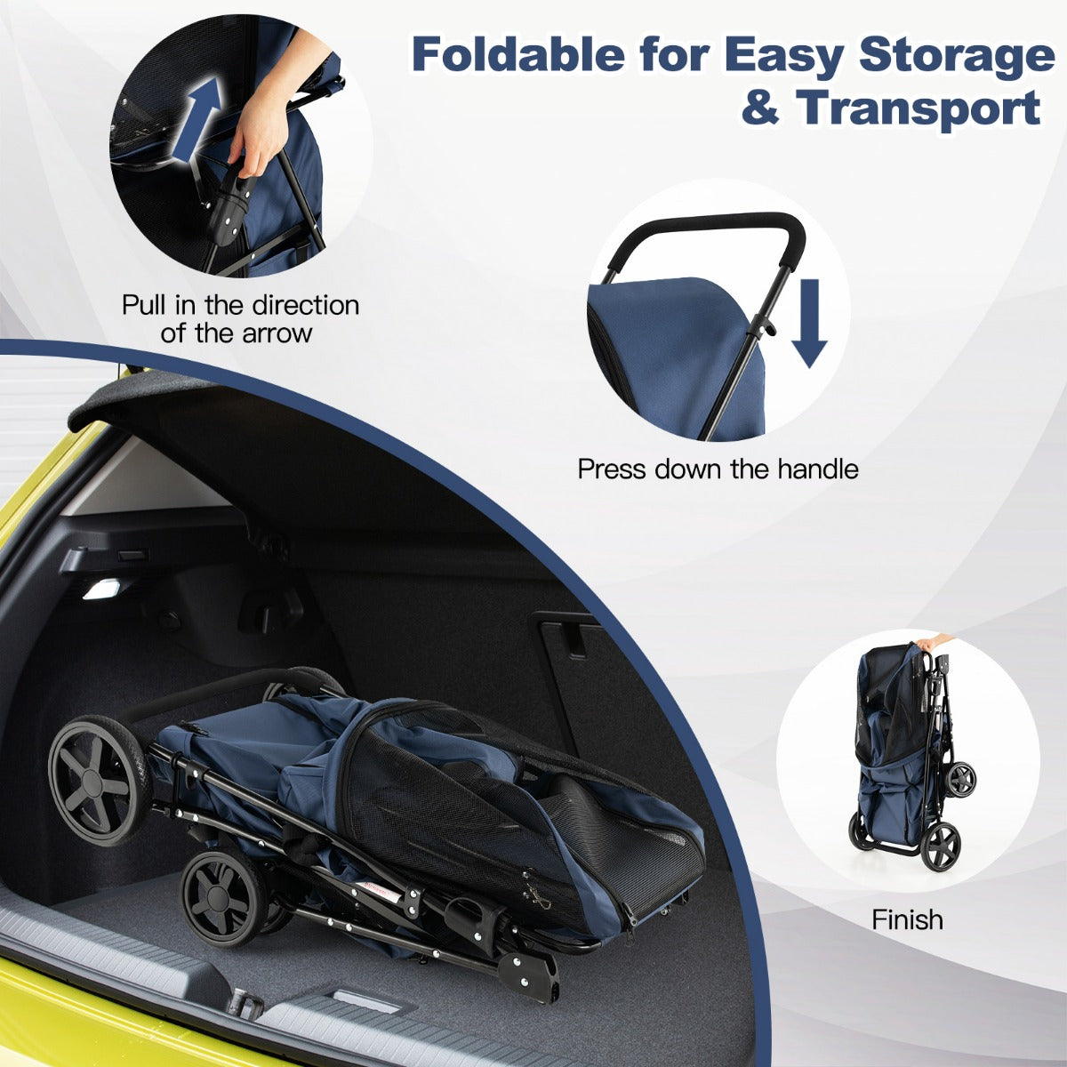 LIVSK 4-in-1 Huisdierenwandelwagen - Draagtas, Autozitje, Huisdierkrat - Duurzaam Oxford-doek - Veiligheid met EVA-wielen -