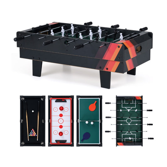 Livsk costway 4 in 1 multifunctionele speltafel die tafelvoetbal biljart tafeltennis en airhockey in een combineert zwart