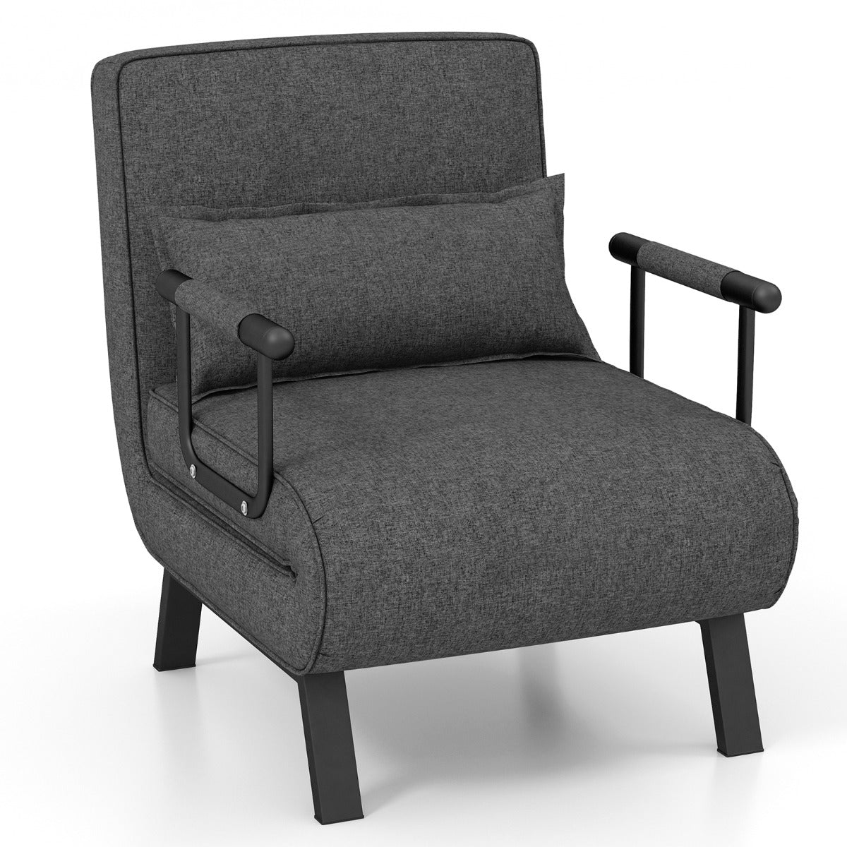 LIVSK 4-in-1 Slaapstoel Donkergrijs - Inklapbaar - 6-voudig Verstelbare Rugleuning - Comfortabel Kussen - Multifunctioneel