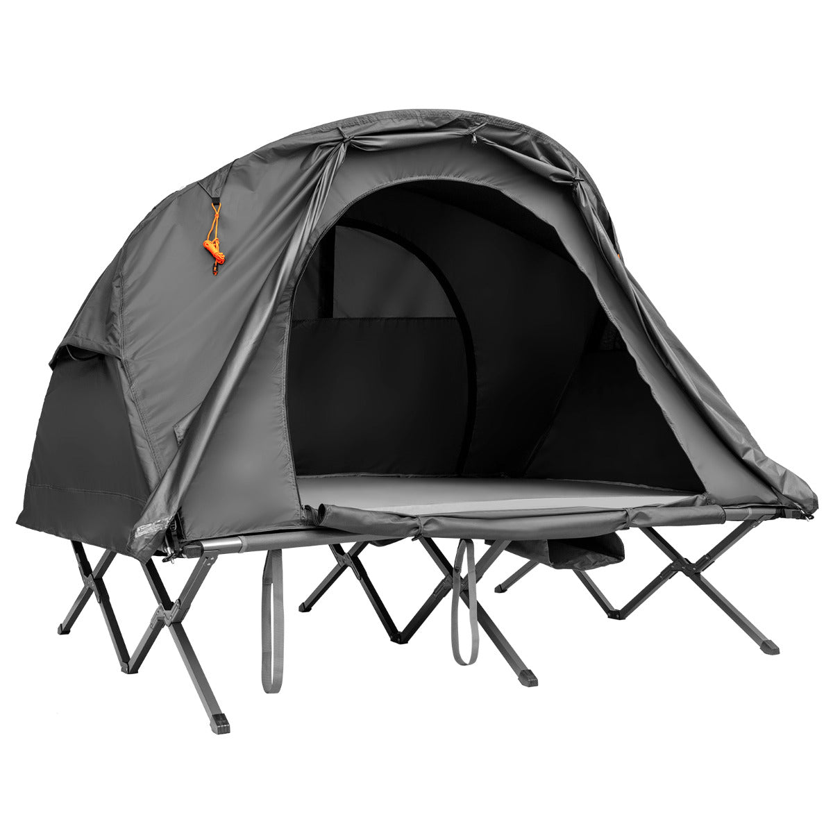 LIVSK Kampeerset voor 2 Personen - Inclusief Zelfopblazende Matras en Verhoogd Bed - Handige Draagtas - Grijs