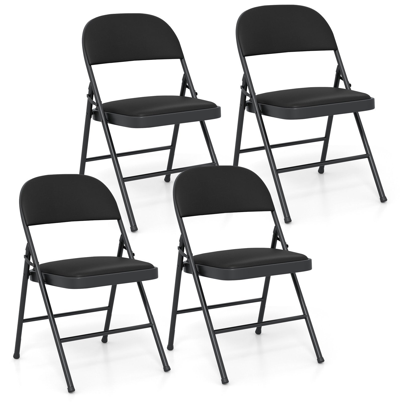 LIVSK Klapstoelen Set - Ergonomische Rugleuning - Huidvriendelijk PVC Leer - Metalen Frame - Tot 150 kg - Zwart