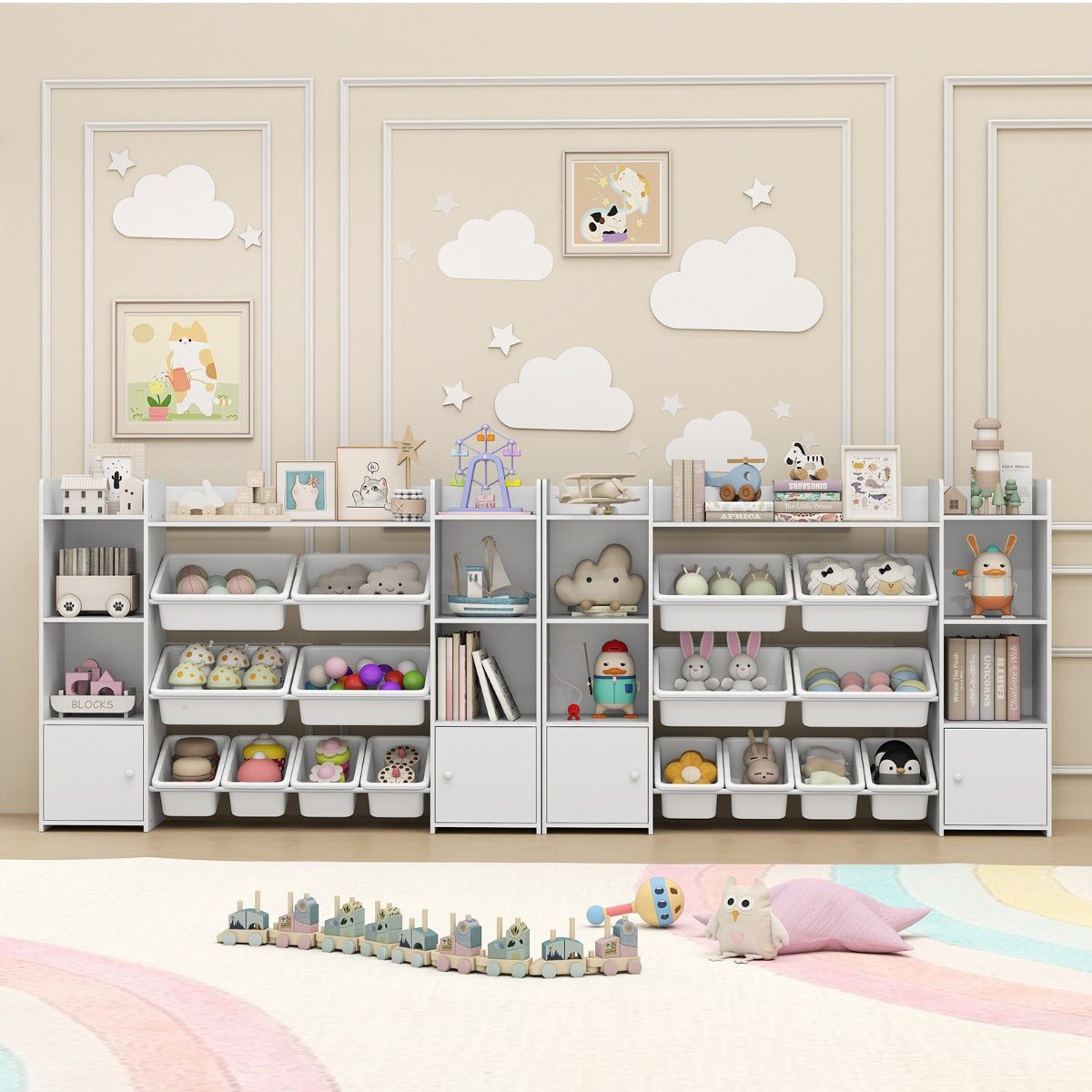 LIVSK Kinderboeken - en Speelgoedopbergkast - 8 Uitneembare Containers - Veilig en Kindvriendelijk - Organisatie voor Kinderen