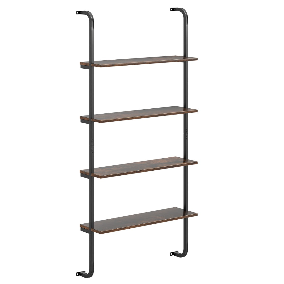 LIVSK 4-laags Industrieel Wandrek - Ruimtebesparend Metalen Frame - Tot 20 kg Per Plank - Voor Boeken en Decoraties - Rustiek