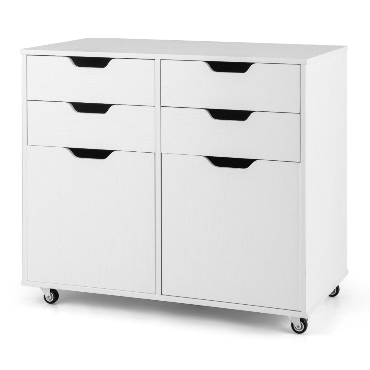 LIVSK Opbergkast op Wielen - 4 Lades en 2 Compartimenten - Stevige Constructie tot 85 kg - Modern Design - Wit
