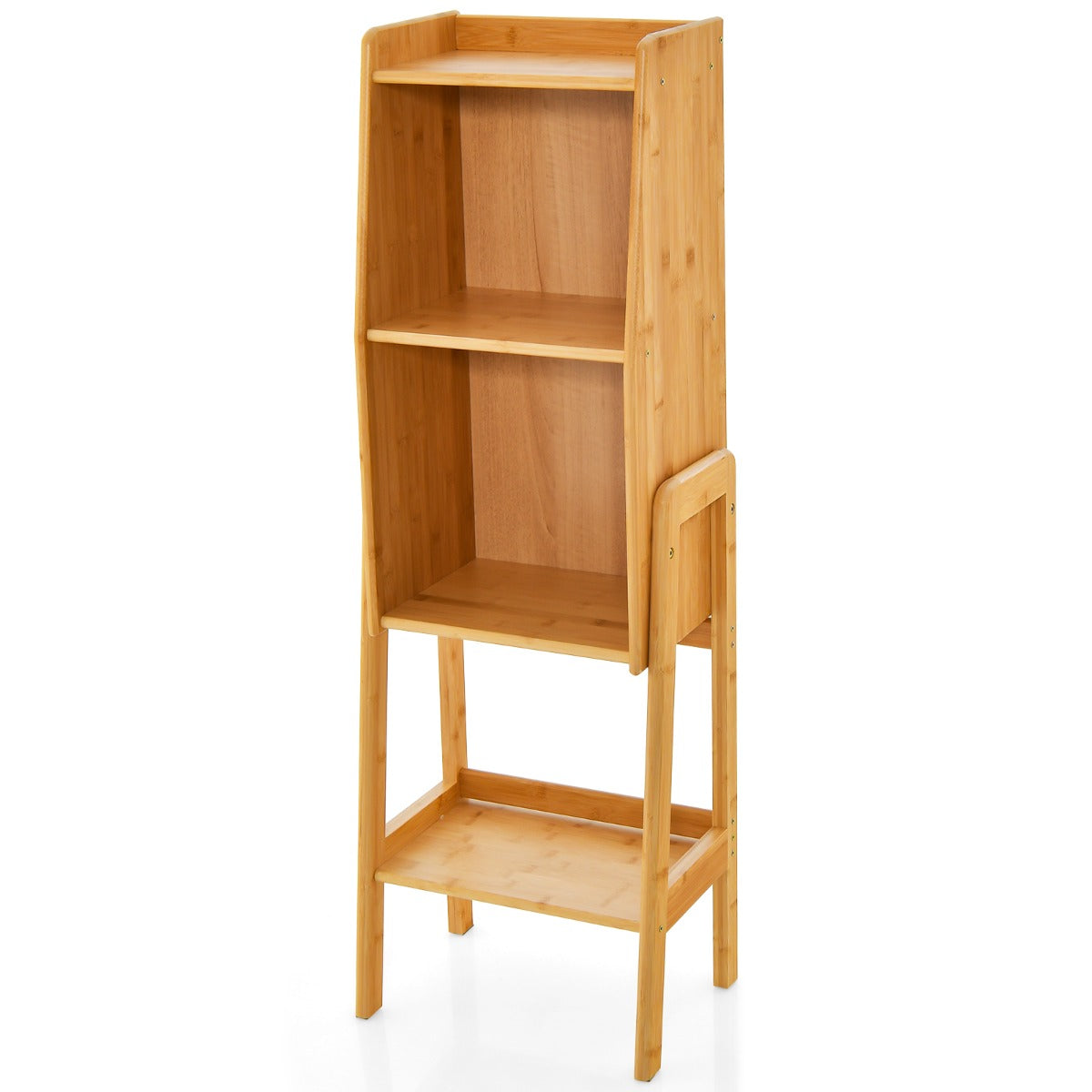 LIVSK Boekenkast van Natuurlijk Bamboe - Stabiel A-frame - Veel Opbergruimte - Eenvoudige Montage - 26,5 x 37 x 113 cm -