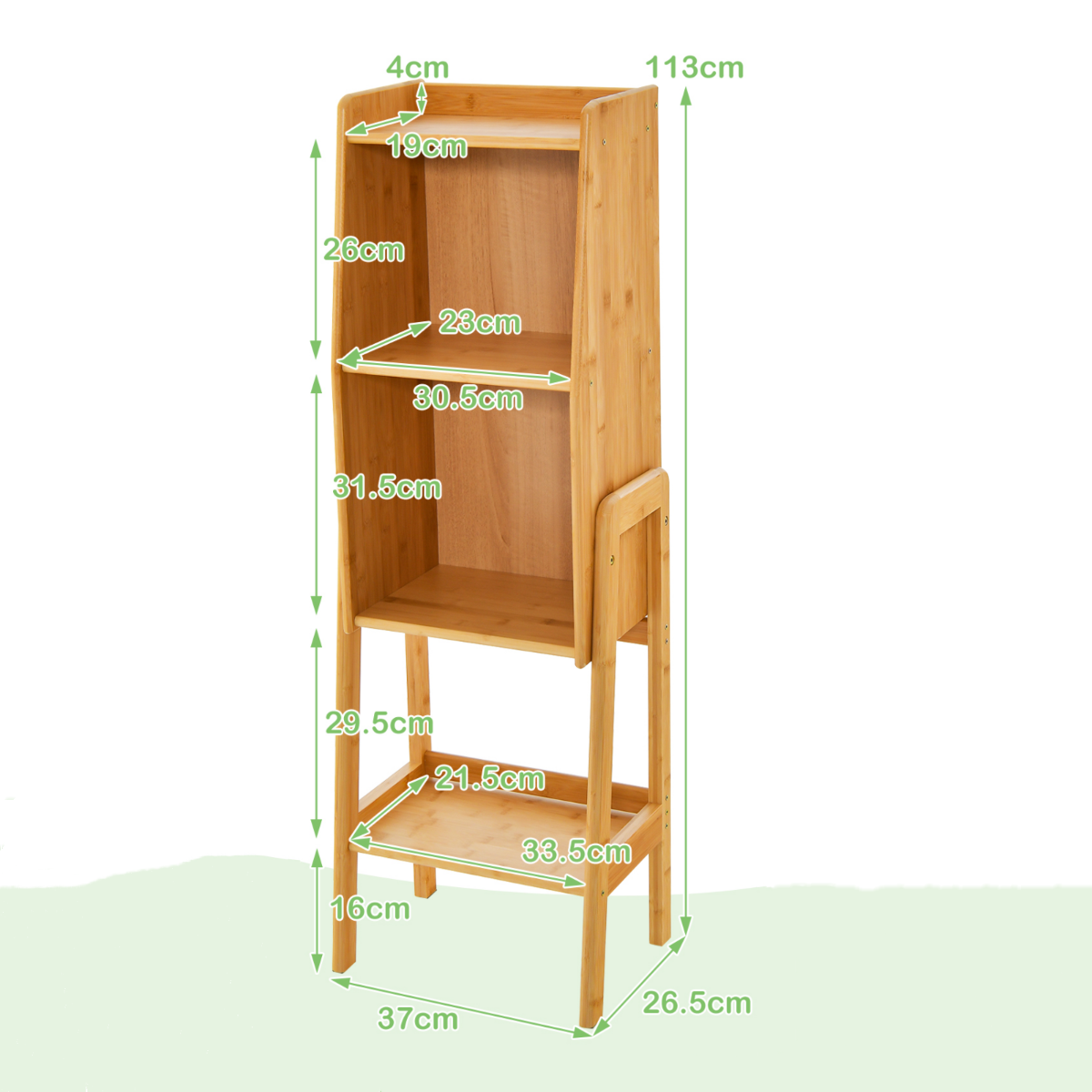 LIVSK Boekenkast van Natuurlijk Bamboe - Stabiel A-frame - Veel Opbergruimte - Eenvoudige Montage - 26,5 x 37 x 113 cm -