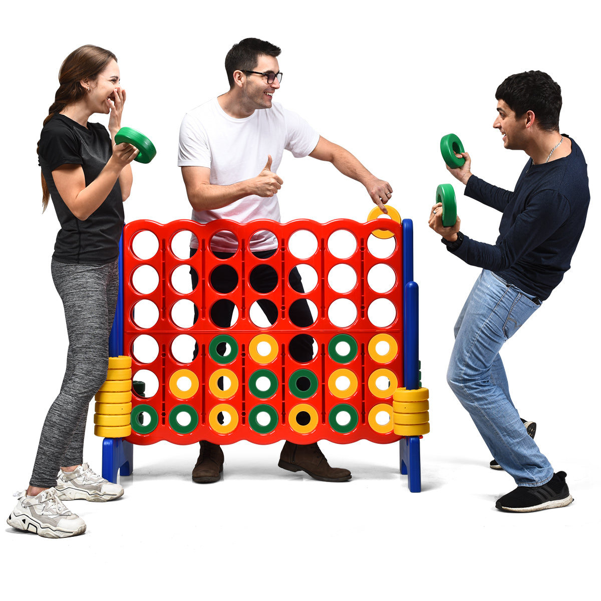 LIVSK Gigantische 4-op-een-rij Set - Interactief Spel voor Kinderen - Duurzaam en Lichtgewicht - Verstelbare Hoogte - 120 x 42 x