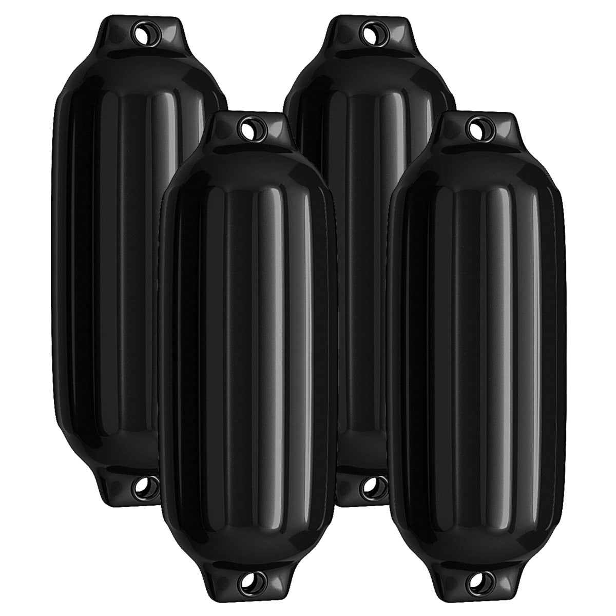 LIVSK Opblaasbare Bootfenders - 4-Pack - Duurzaam PVC - Slag- en UV-bestendig - Eenvoudige installatie - 68,5 x 21,5 cm - Zwart