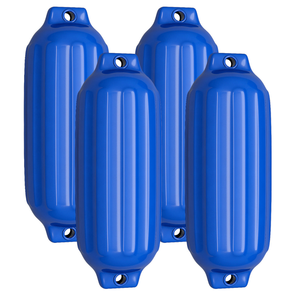 LIVSK Marinefender Set van 4 - Duurzaam PVC - V-ribben voor Extra Bescherming - Eenvoudig te Monteren - Blauw
