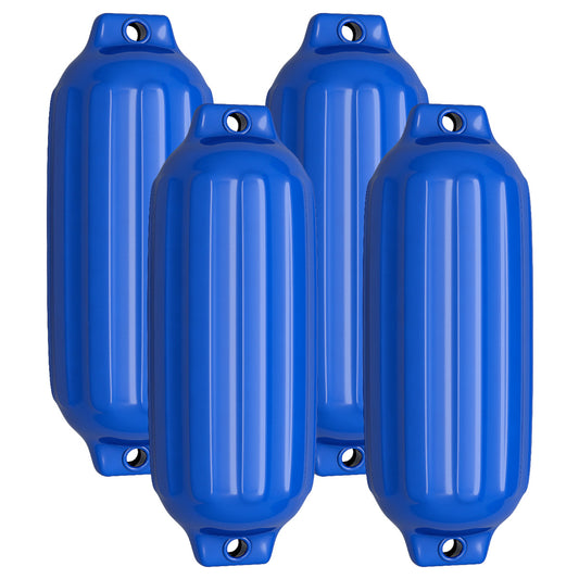 LIVSK Marinefender Set van 4 - Duurzaam PVC - V-ribben voor Extra Bescherming - Eenvoudig te Monteren - Blauw